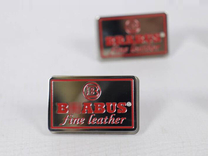 Mercedes Fine Leather Brabus Red Metal Seat Emblems Badges Logos Set